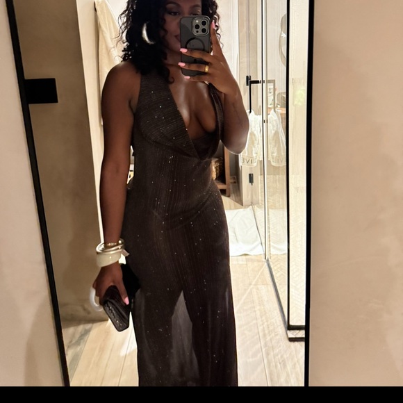 Jaded London Brown Sheer Maxi Dress - Picture 4 of 4